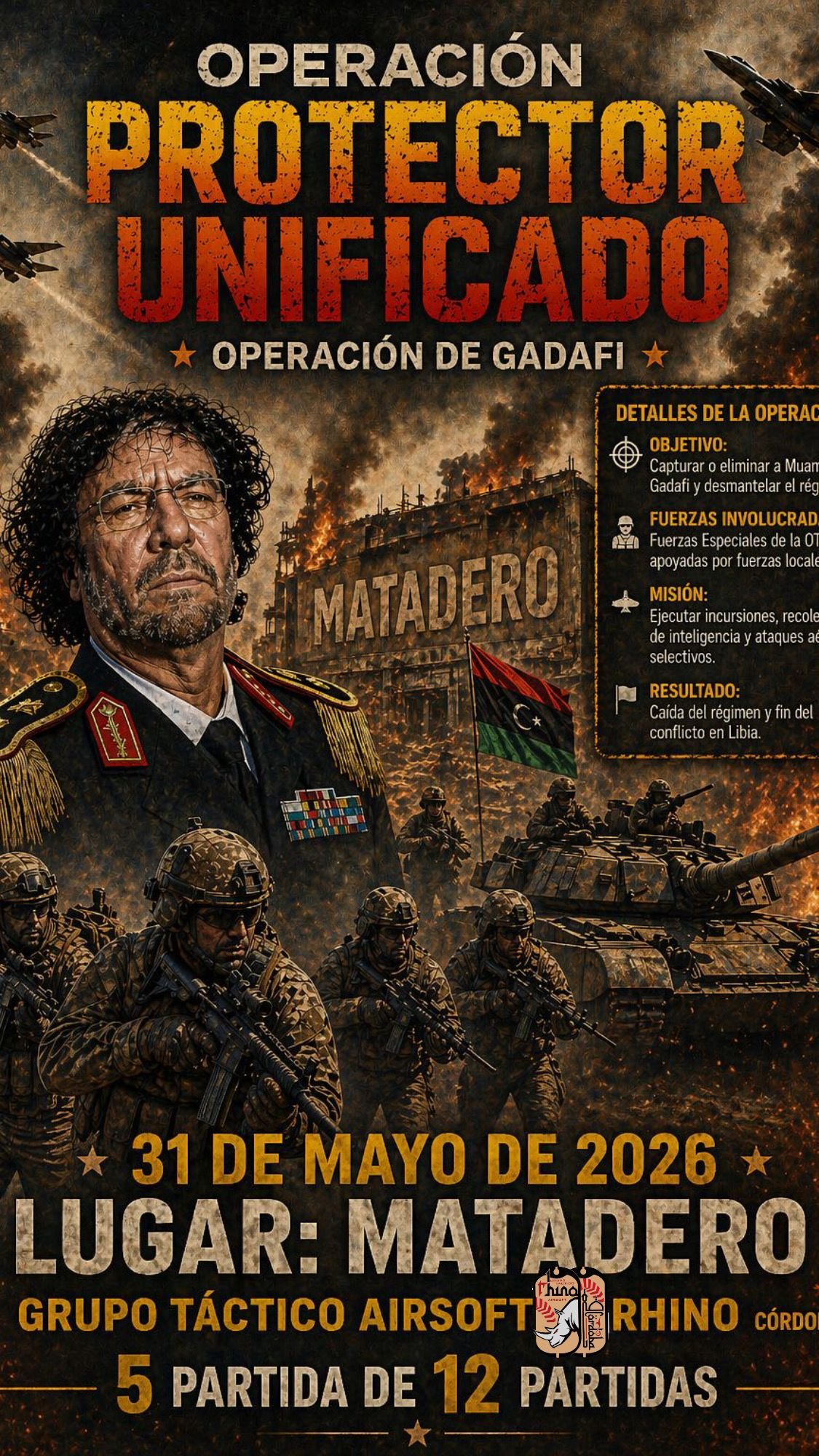 Operación Cañón Dorado.  Partida Guionizada, club Rhino